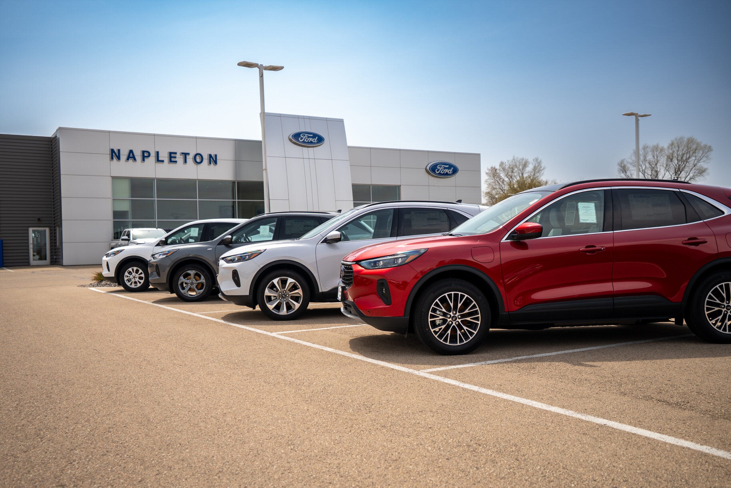Cars lined up at a previous Napleton Ford Cars and Coffee event